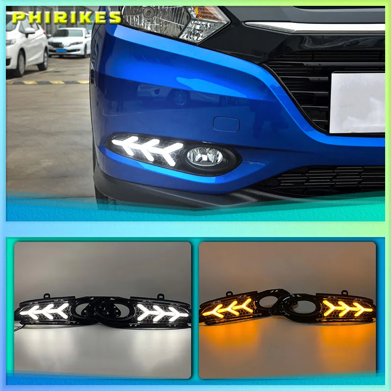 

2PCS For Honda HRV HR-V Vezel 2014 2015 2016 2017 2018 LED DRL Daytime Running Lights Daylight Waterproof Signal car Styling