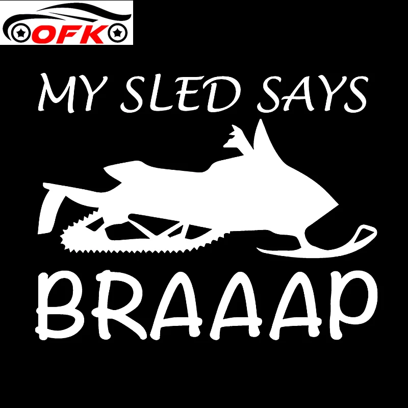 Наклейка на машину OFK My Sled говорит катание лыжах Ду Арктический Кот снегоход звук