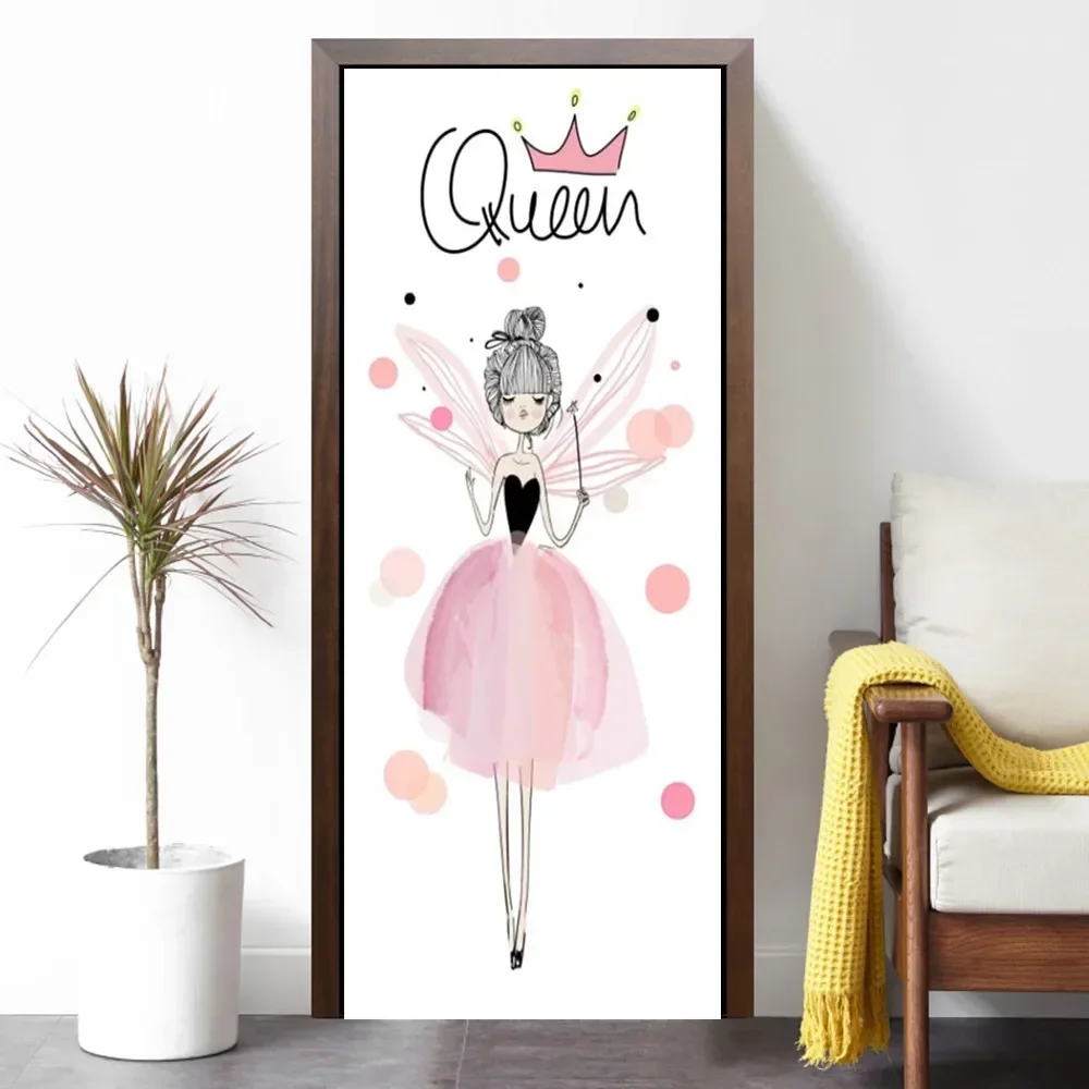 

Модная розовая наклейка на дверь девушки, Мультяшные девичьи Стикеры, самоклеящиеся обои для спальни, гостиной, Фреска, плакат на внутренние двери