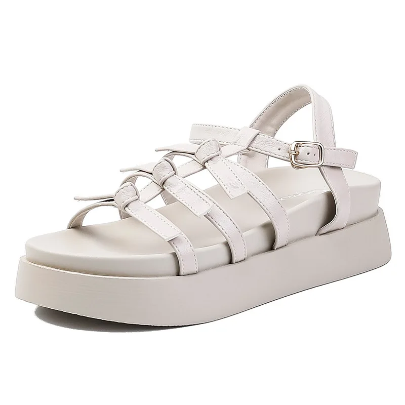 

Bread Sponge Cake Roman Sandals Women's Double-layer Thick-soled Sandals 2022 New Open-toed Beach Shoes Women Wear Ins