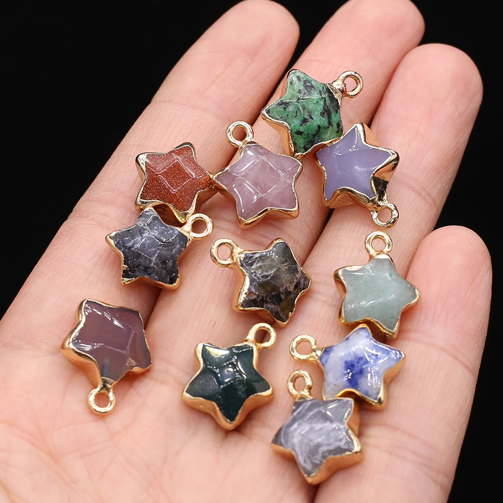 

Charm Cute Five-pointed Star Pendants Reiki Heal Amethysts Opal Crystal for Jewelry Making Diy Women Necklace Earring Gifts
