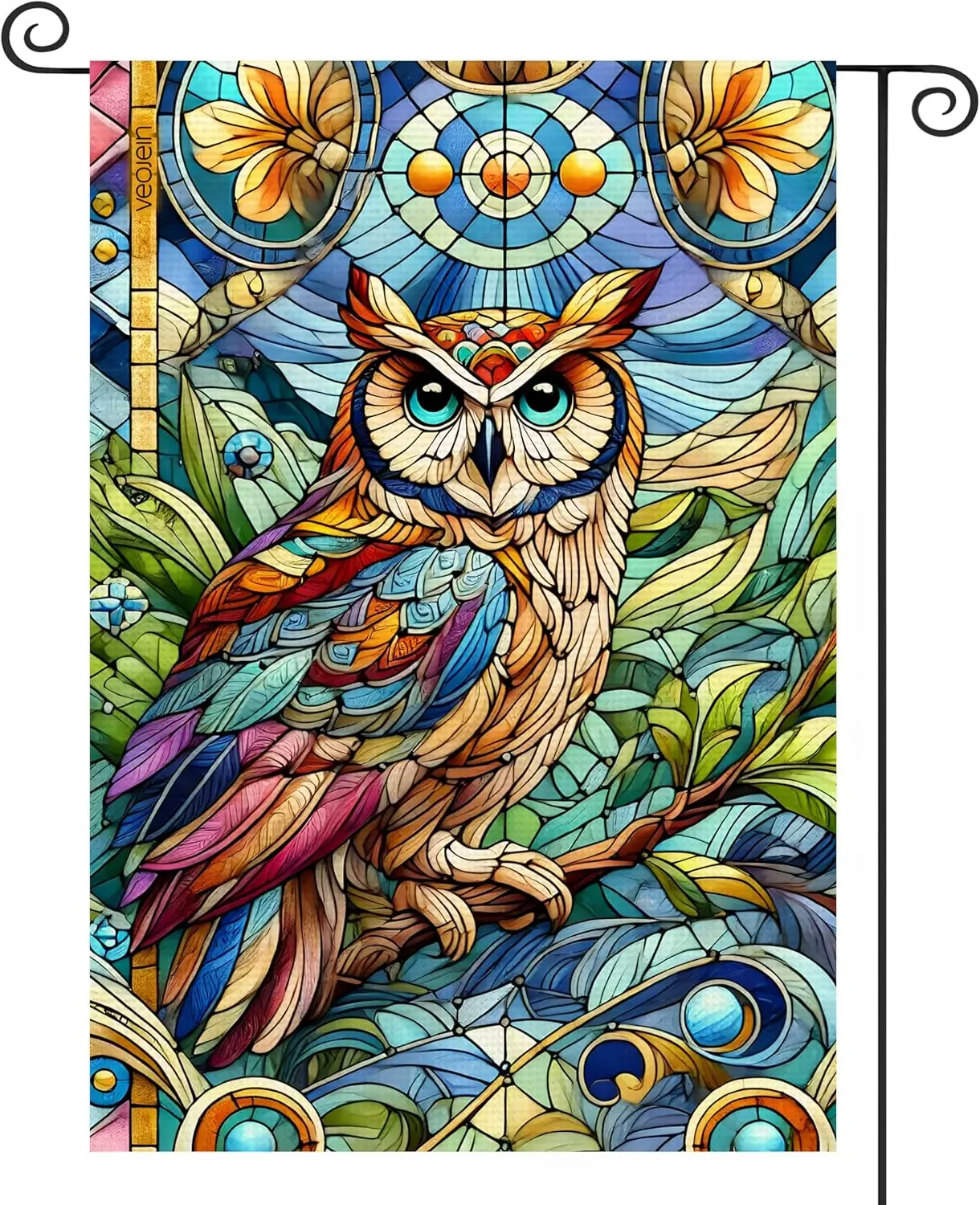 Stned Glss Owl Welcome Burlp Grden Flg — красочный rtstc Desgn двусторонний прочный Outdoor для ll Sesons Yrds