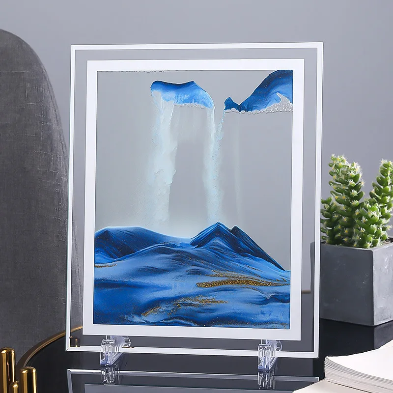 

Creative liquid hourglass glass hourglass ornaments Liquid decompression 3D quicksand painting desktop bedside table ornaments