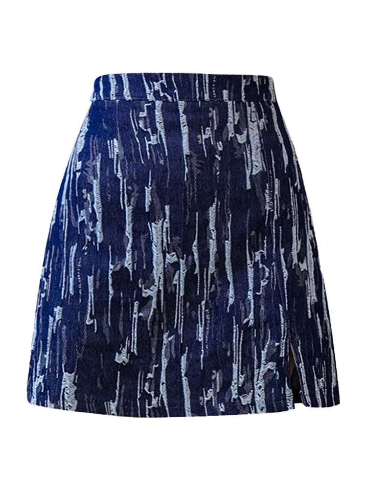 Женская джинсовая короткая юбка с Боковым Разрезом новая летняя тонкая