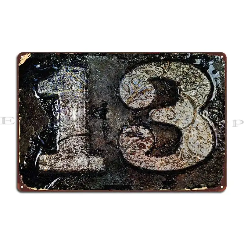 Grunge Number 13 Metal Sign Poster Wall Decor Living Room Bar Print Plaques Tin Sign Poster