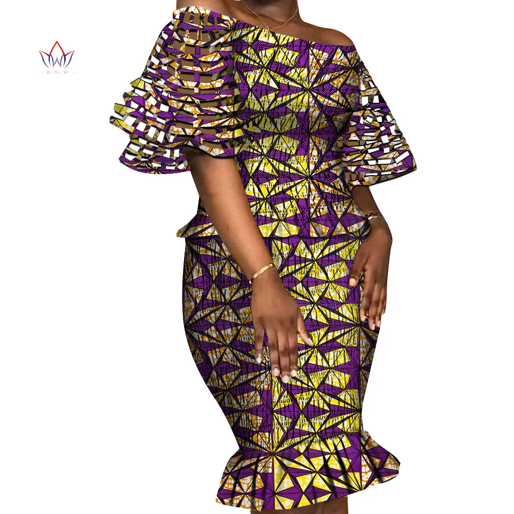 

Elegant Dress Women for Wedding Traditional Dashiki Wax Print Hollow Out Skirt Set African Party Clothing Vestido Africano