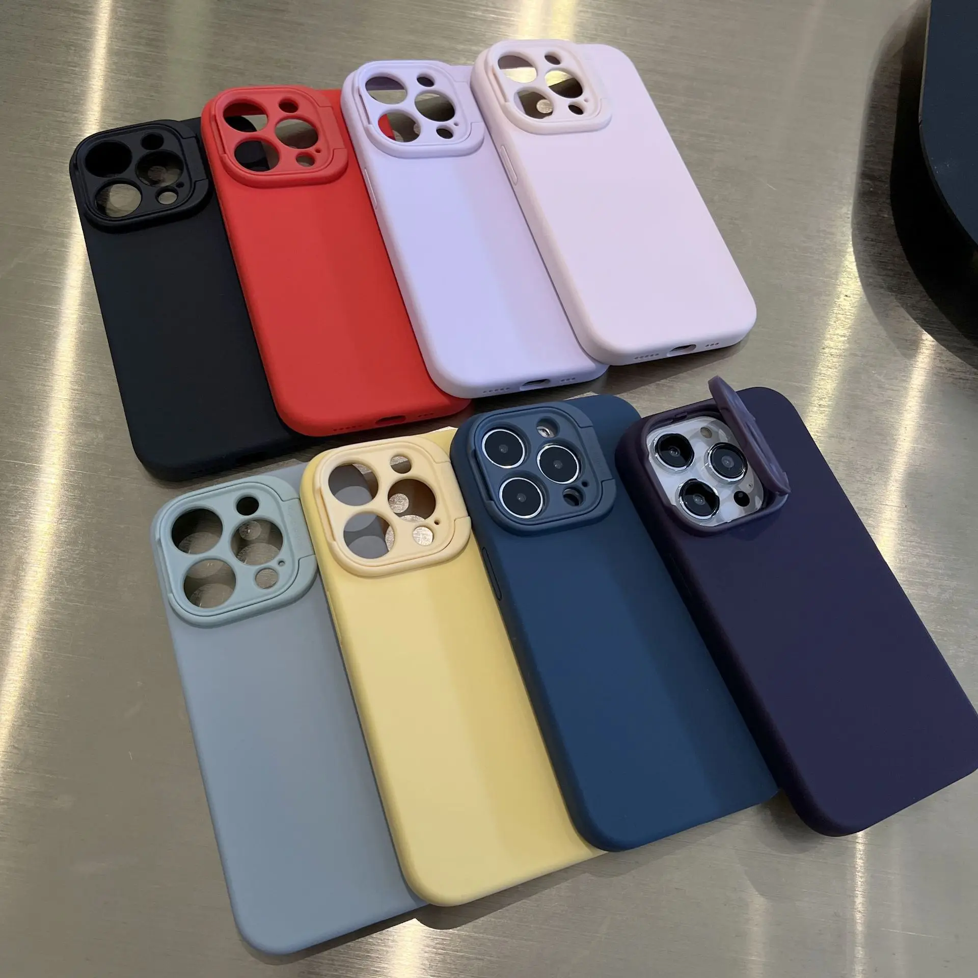 

Fashion Simple Solid Color Liquid Silicone Invisible Bracket Protective Phone Case for iPhone 14 13 Pro Max 13 14 Pro 14 13