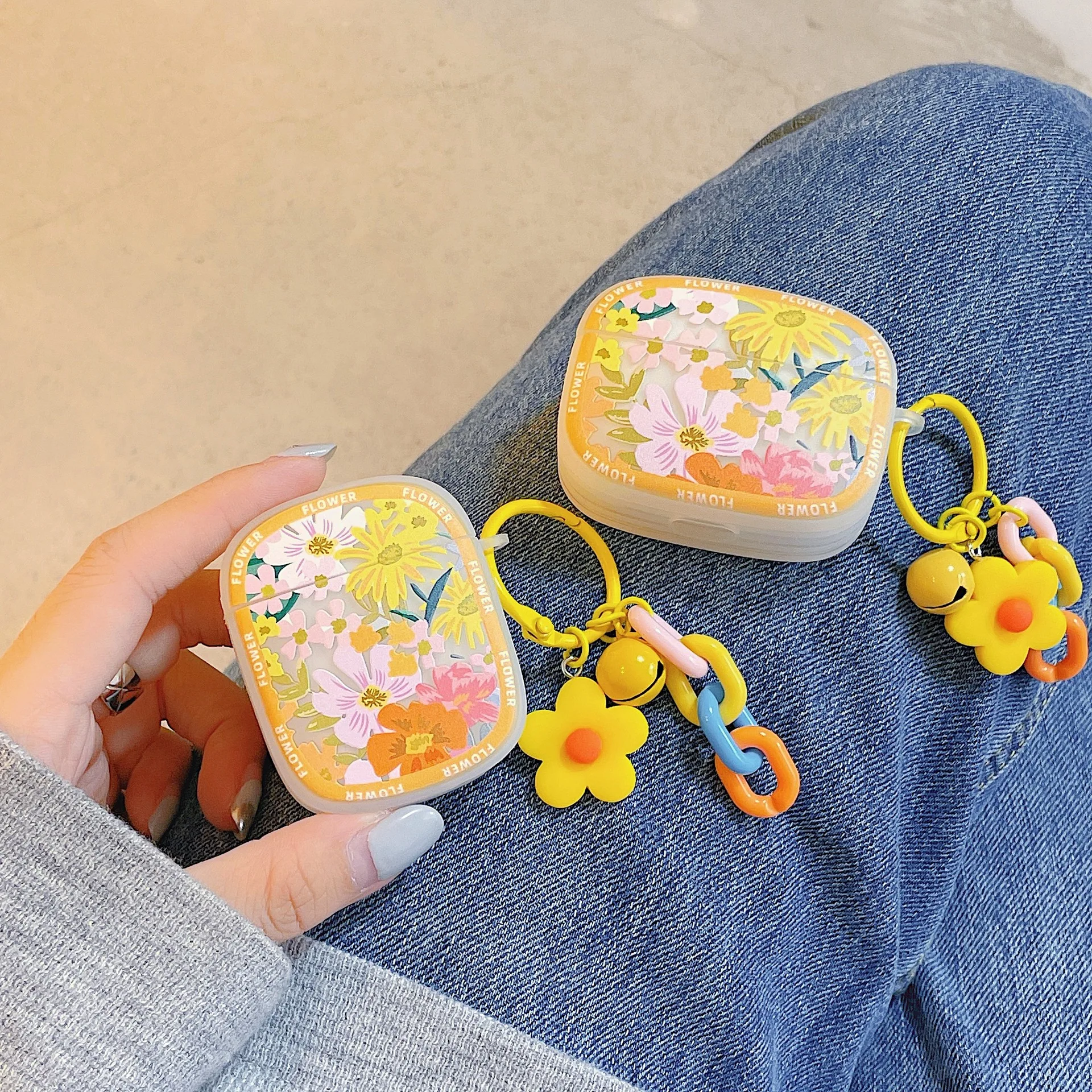 

Yellow Flower Painting Earphone Case For Airpods Wireless Bluetooth Headset Charging Box For Airpods 2 3 Pro Protect Case