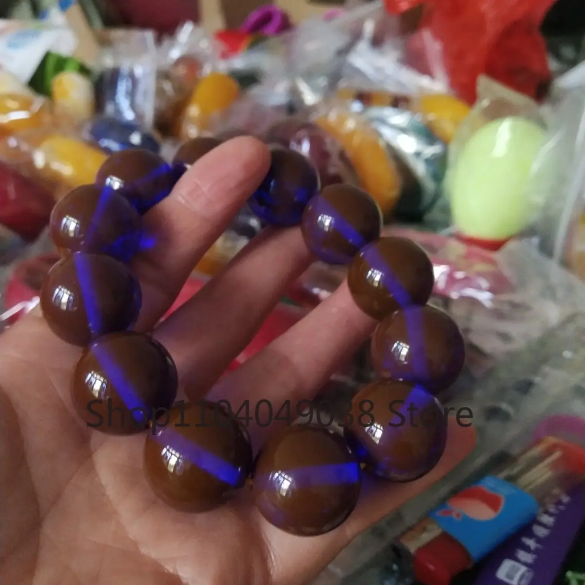 Изысканный Модный Фиолетовый Янтарный браслет градиентные цвета Будды Бусины