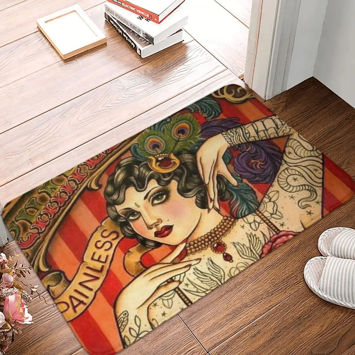 

Дверной коврик с татуировкой в виде старинной часовни, декоративный ковер для боди-рекламы, коврик для ванной, нескользящий прочный ковер д...