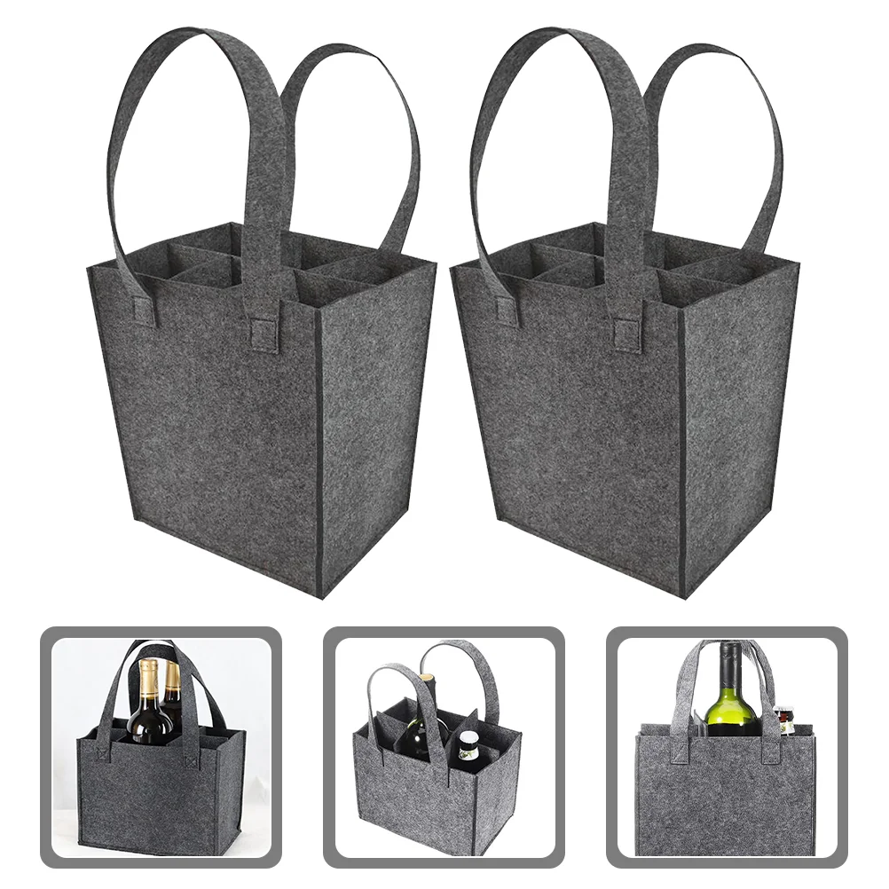 

Bottle Tote Felt Carrier Champagne 6 Beer Storage Shopping Wrapping Travel Cooler Picnic Gift Purse
