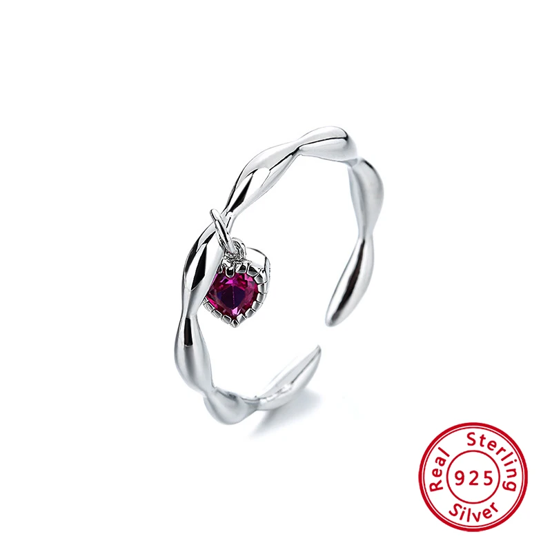 

Trendy Fashion Romantic Heart Adjuestable Size Luxury Minimalist Silver 925 Rings for Women Charm Fine Jewelry Gifts