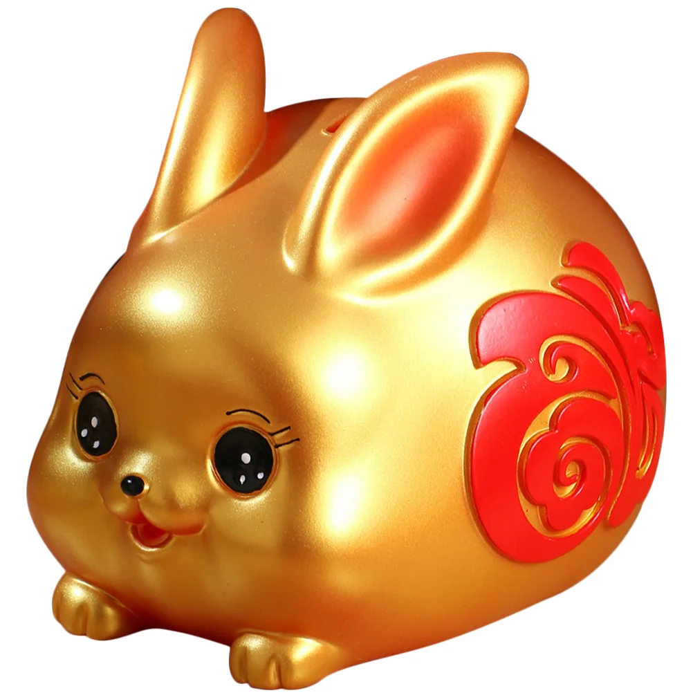 

Bank Rabbitpiggy Bunny Figurine Money Jar Saving Decormascot Lucky Novelty Chinesegift Statue England Flag Figure Bunting Brass