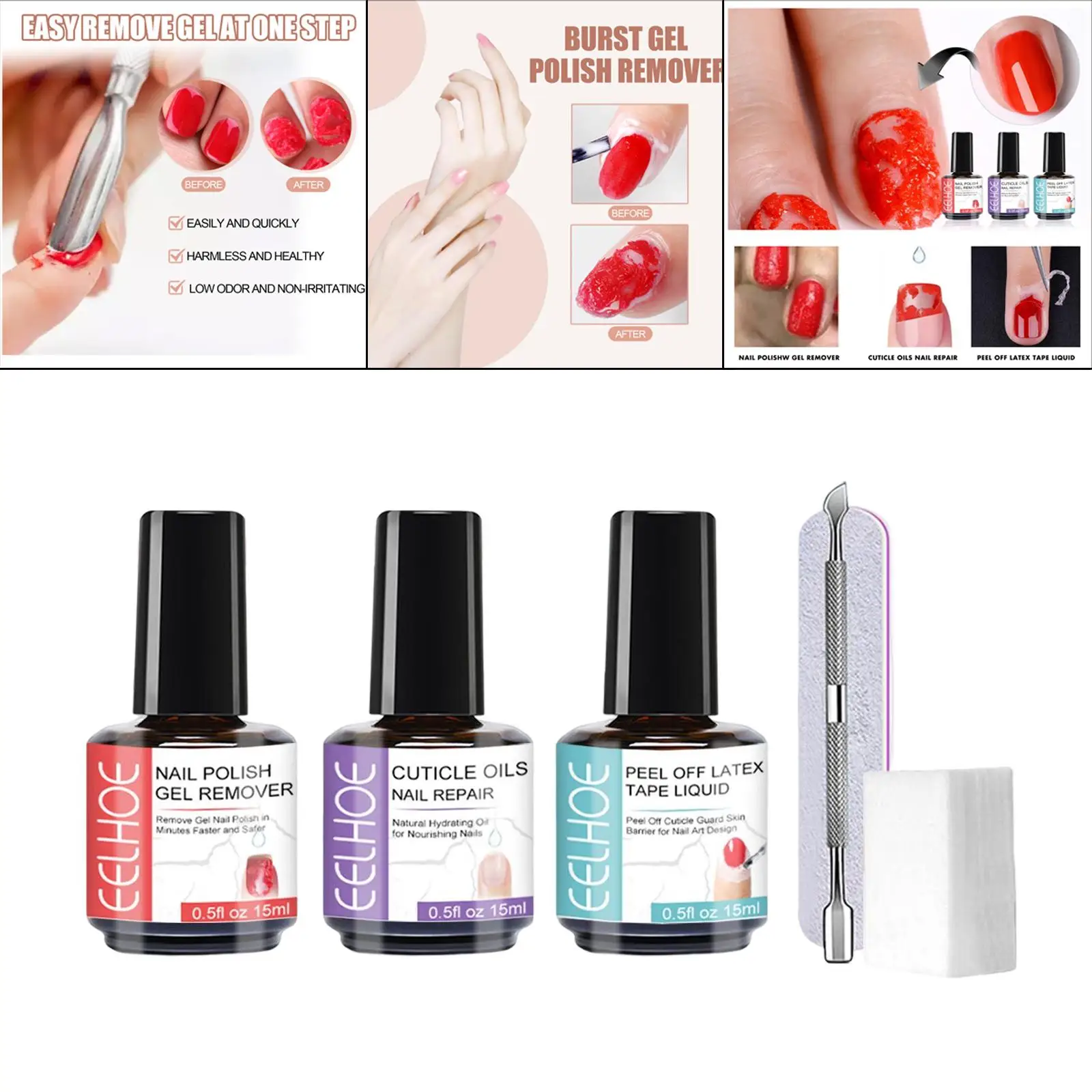 nail Polish Remover latex tape Polish Remover Nail Cuticle Oil Nail File nail Remover Kit quick Remover images - 6