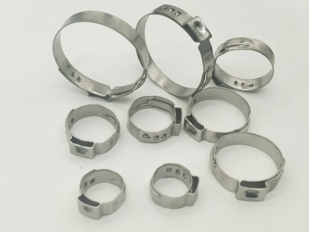 

Free shipping middle size pipe Clamps High Quality 4PCS Stainless Steel 304 Single Ear Hose Clamps Assortment Kit Single