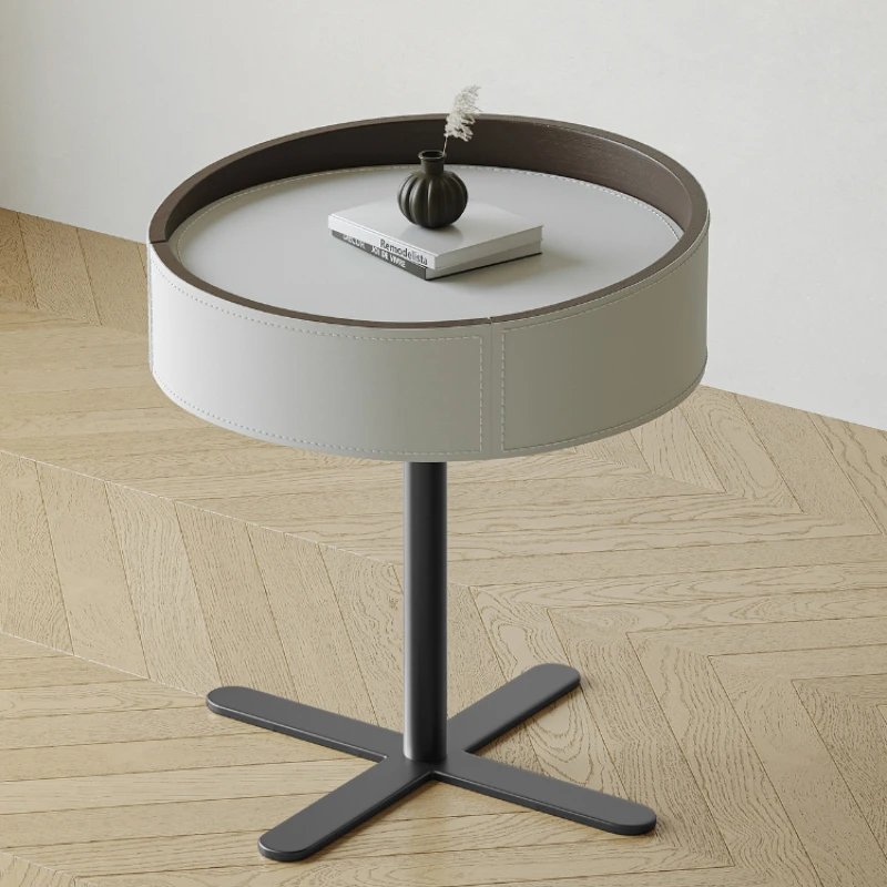 

XL Saddle Leather Sofa Side Table Minimalist Creative Bedroom Bedside Cabinet Locker