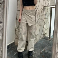 drawstring low waist y2k cargo skirt pants pockets design streetwear joggers women vintage casual hippie sweatpants