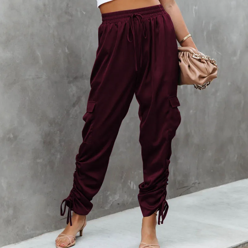 

Europe America Female Baggy Casual Strap Pants Women Autumn Elastic Waist Harem Pants Streetwear Trousers Pantaloni Donna 23818