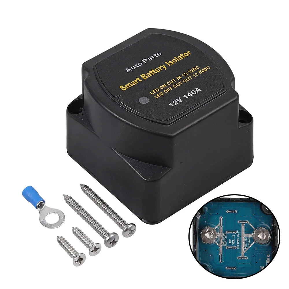 

1pc Voltage Sensitive CVSR 12V 140A Dual Battery Split Charge Campers Campervan Smart Battery Isolator With Screw Accessories