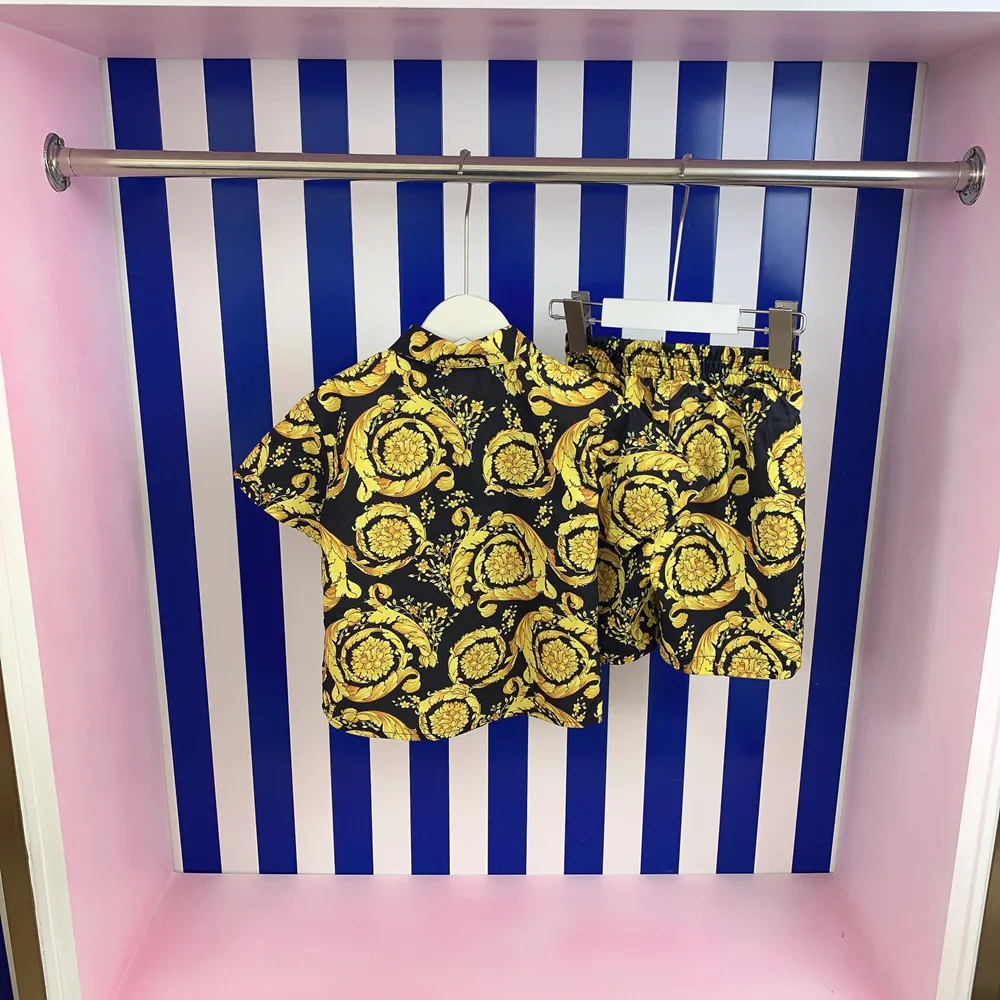 

Luxury Designer Boys Clothes Suit Kids Clothes Fashion Short Sleeve Outfits Boys Shirt Shorts Sets Children Boutique Clothing