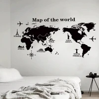 map of the world sticker diy window bedroom study living room background decoration scene wall static sticker stationery 5070cm