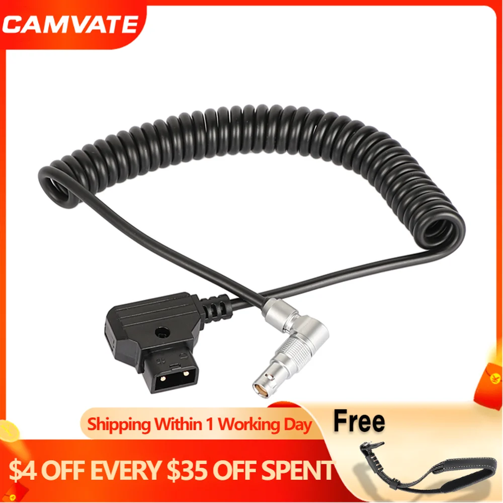 Красный Кинокамера CAMVATE Komodo 6K, прямоугольный 2-контактный разъем мама для 2-контактного разъема D-tap, спиральный кабель адаптера питания