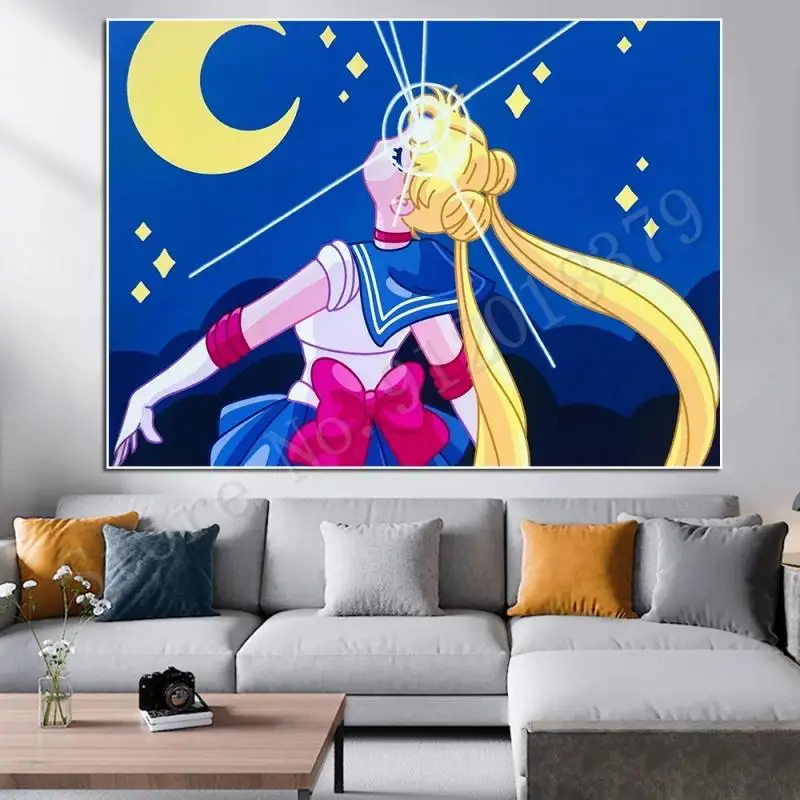 

Japanese Bandai Sailor Moon Poster Wall Art Anime Canvas Painting Modular Prints Murals Cartoon Nursery Girl's Room Decoration