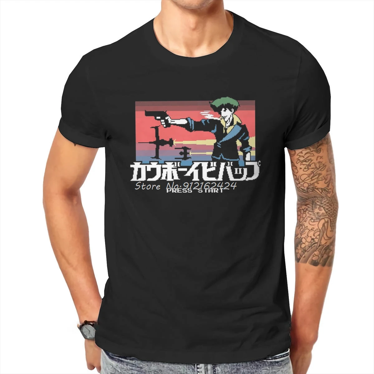 

Cowboy Bebop Japanese Hyperspace Anime Jet Spike Faye Ein Retro Tshirt New Arrival Graphic Men's Cotton Harajuku T Shirt