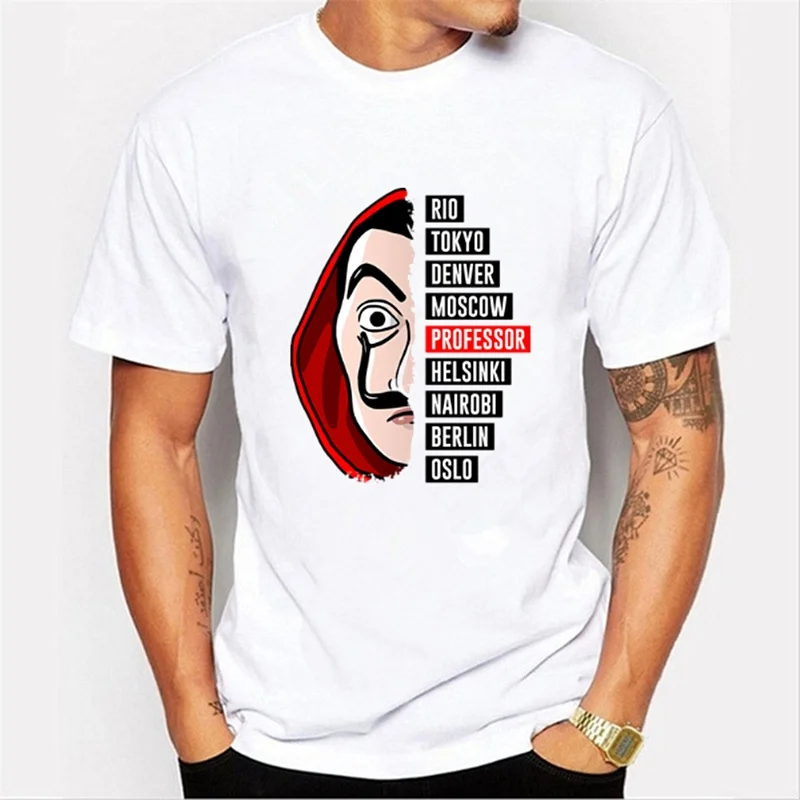 

New Fashion La Casa De Papel T Shirt Money Heist TV Series T Shirts Tees Men Women Unisex Short Sleeved T-Shirt Size XS-4XL