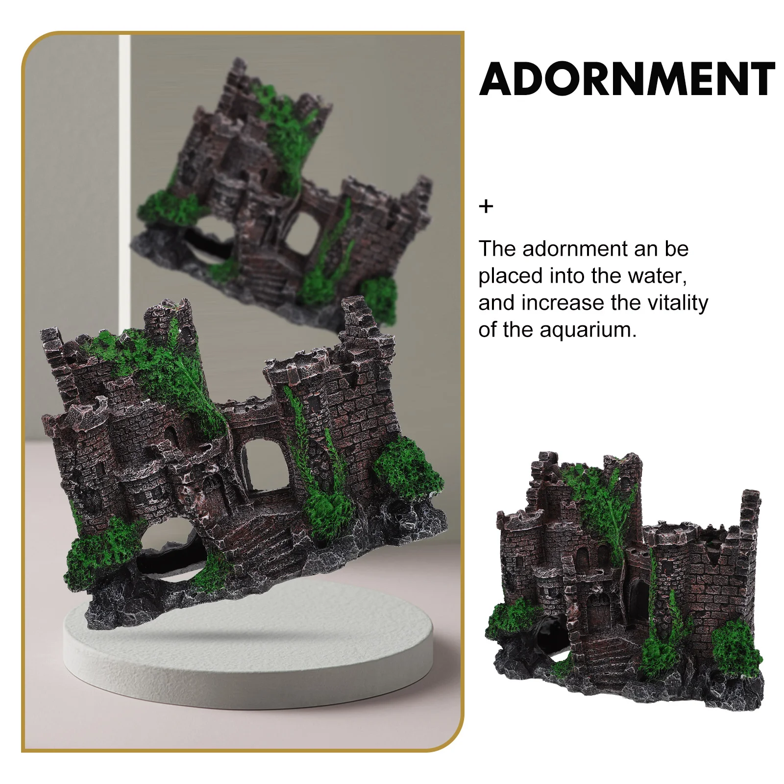 

Aquarium Accessories Hideout Decorations Realistic Details Castle Ornament Fish Tank Betta Landscaping