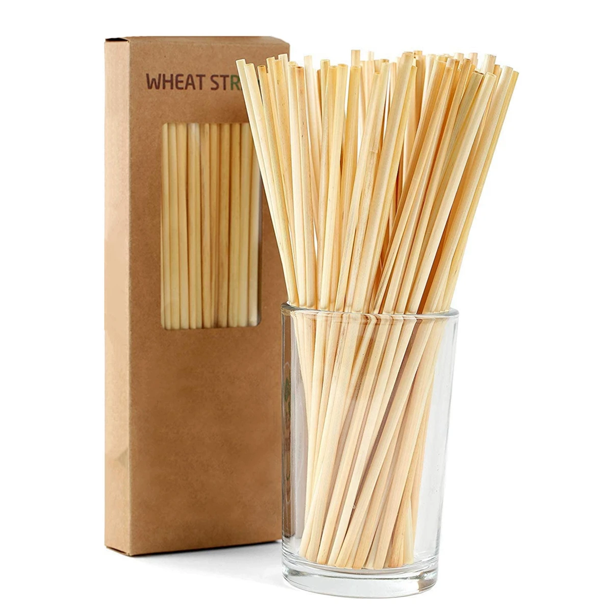 

100pcs Disposable Drinking Straws Eco-friendly Biodegradable Straws Natural Wheat Straws for Cocktail Bar Milk Tea Kitchenware
