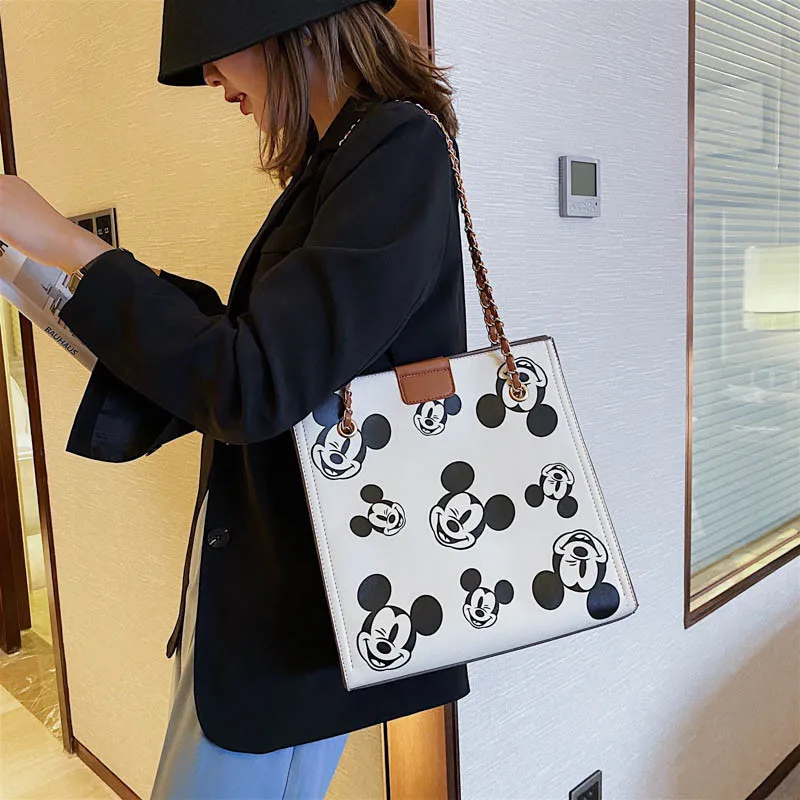 

Disney cartoon Mickey print chain big bag summer new female bag girl tote bag practical large-capacity bag handbag