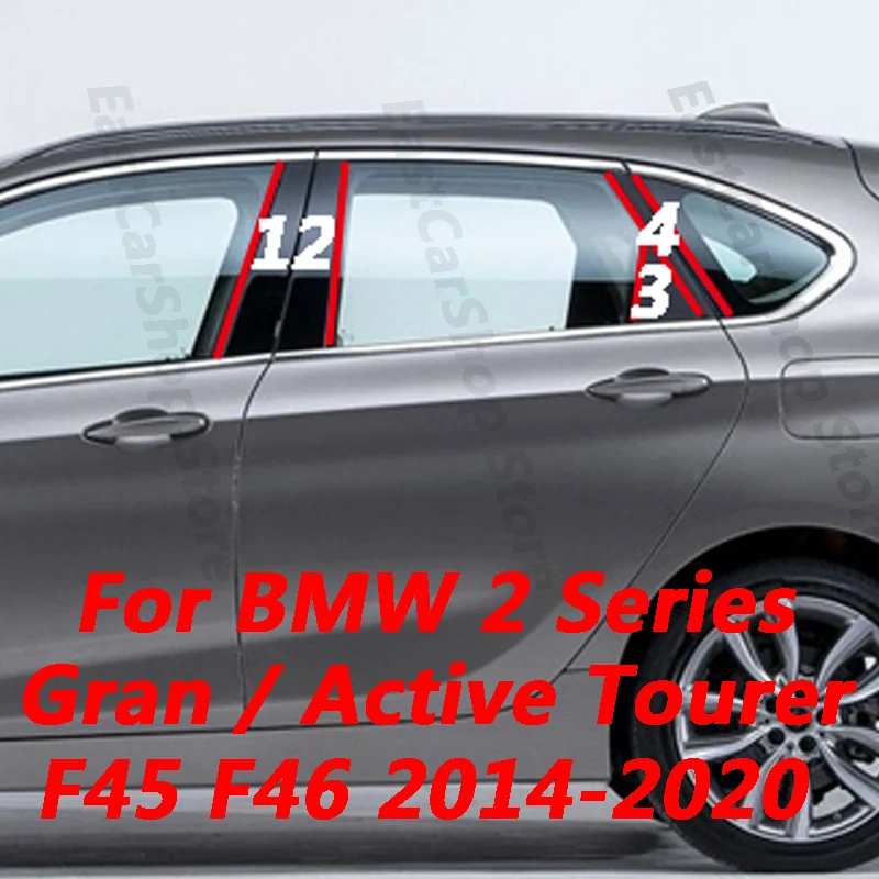 Наклейка на центральную раму для BMW 2 серии Gran Active Tourer F45 F46 черная глянцевая