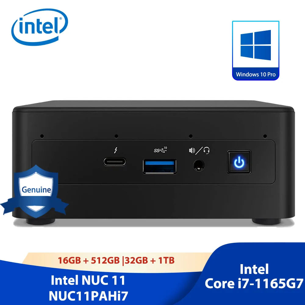 

Intel NUC 11 Mini Pc NUC11PAHi7 Core i7-1165G7 Intel Iris Xe Graphics Windows 10 Pro NVMe SSD DDR4 RAM Thunderbolt 3 WiFi 6