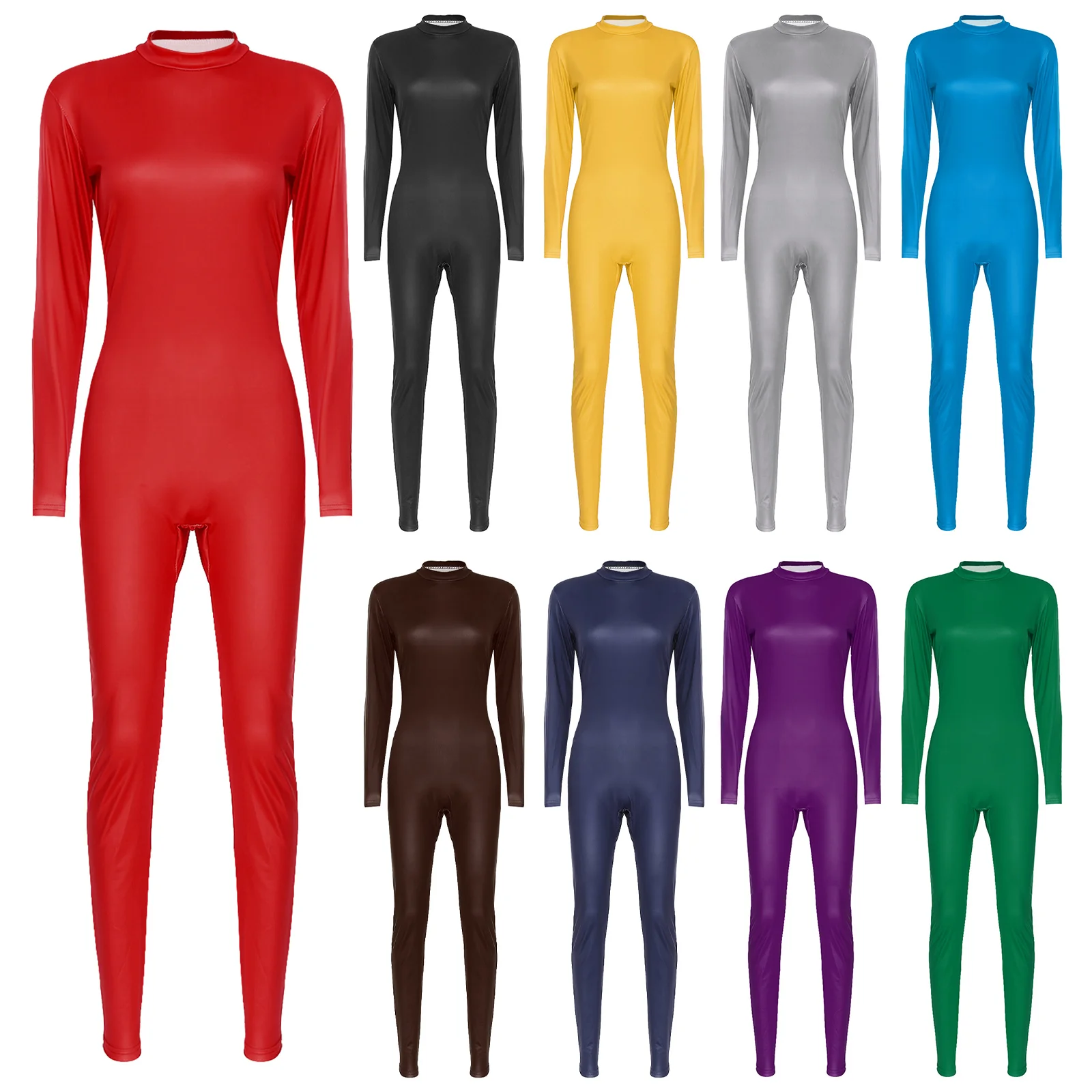 Женский однотонный комбинезон с длинным рукавом повседневный полный женский для