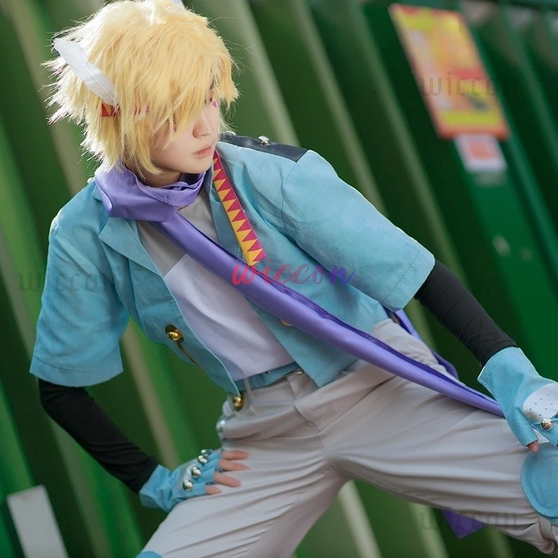 Игра Battle Tendency Caesar Anthonio Zeppeli Косплей Костюм Пальто Брюки Обувь Парик Хэллоуин