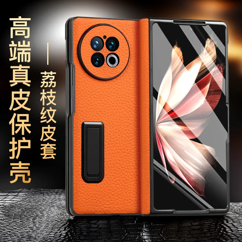 

Luxury Genuine Leather Materila Magnetic With Kickstand Bracket Case For Vivo X Fold 2 Case