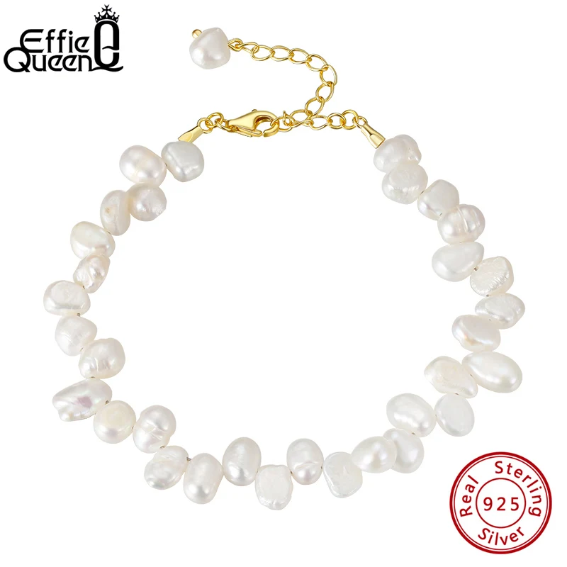 Цепочка EFFIE QUEEN из золота 14 карат с натуральным пресноводным жемчугом в стиле