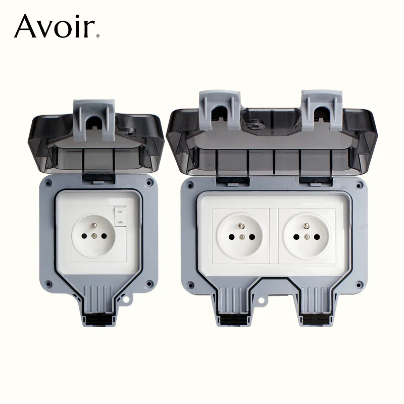 

Avoir IP66 DustProof Waterproof Socket With USB Charger Port Outdoor Dual FR Standard Power Outlets 16A Outside For Home Garden