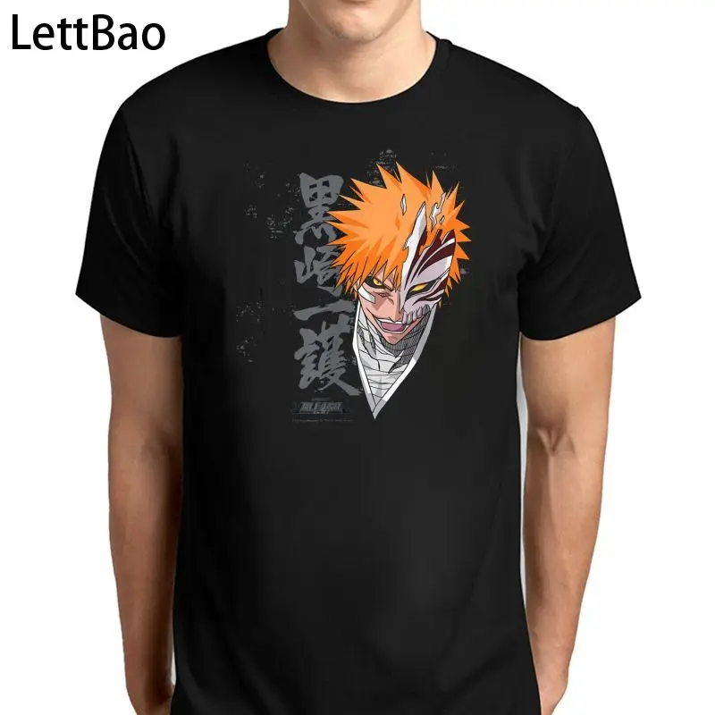 

2022, мужская и женская футболка отбеливатель Ichigo, футболка с аниме, забавная футболка в стиле Харадзюку, одежда, топы в стиле хип-хоп, футболки...