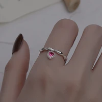 rings for women simple rose red heart hanging rings wedding engagement party finger ring jewelry newest high quality ring anillo