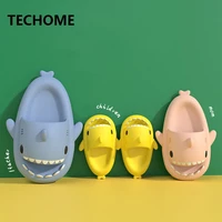 shark slippers 2022 summer home anti skid solid color couple parents kids outdoor cool indoor household funny slippers