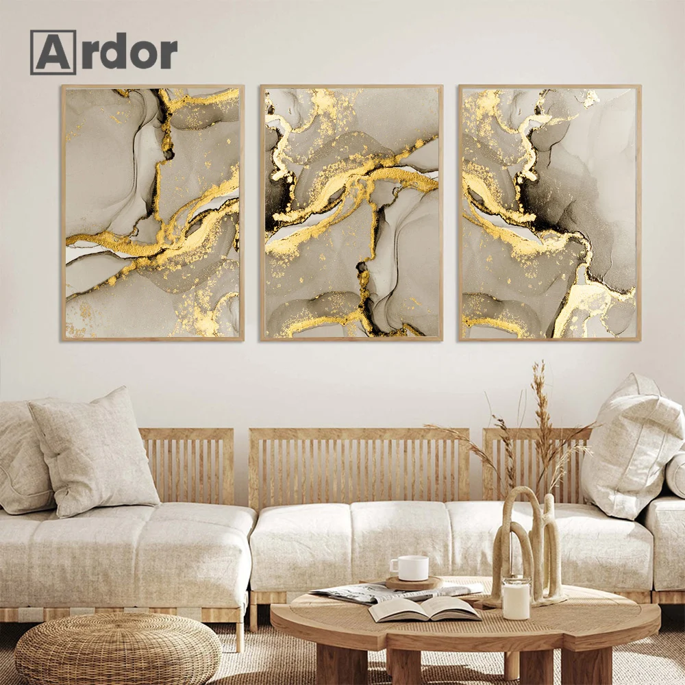 Скандинавский абстракт золотых мраморных линий текстурное настенное искусство
