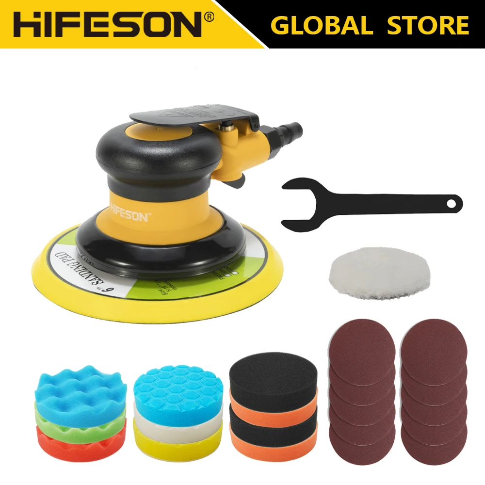 Pneumatic Air Sander Polisher 6'' 150mm Car Paint Care Tool Polishing Random Orbital Palm Machine Wood Working Grinder
