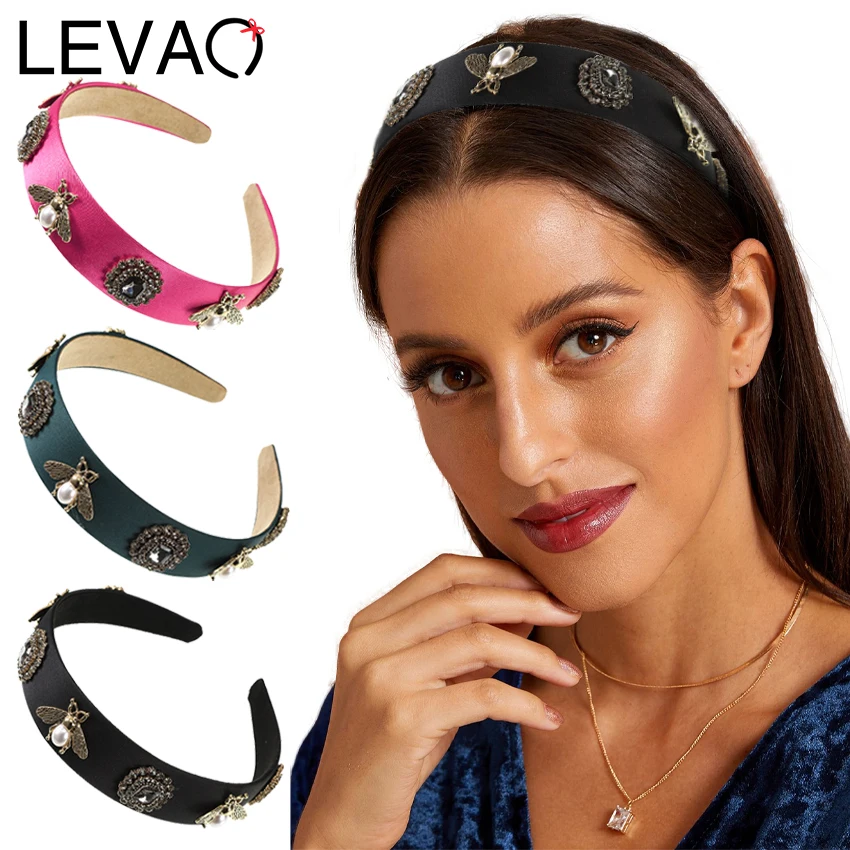 

LEVAO Women's Elegant Vintage Crystal Hairband Fashion Luxury Rhinestone Bee Headband High Quality Noble Bridal Hair Accessories