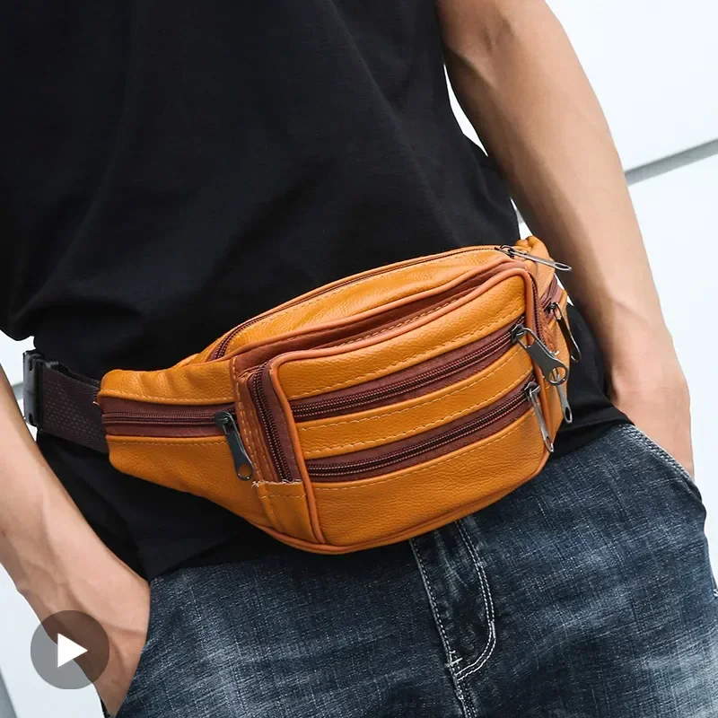 

Male Work Ladies Belt Bum Banana Pack Phone For Waist Leather Kangaroo Husband Pouch Purse Hip Fanny Man Belly Murse Bag Women