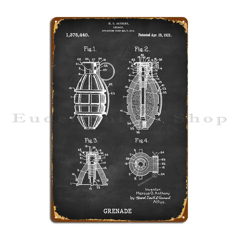 

Металлическая граната плакат ржавая стена декор дизайн персонализированный фотографический знак плакат