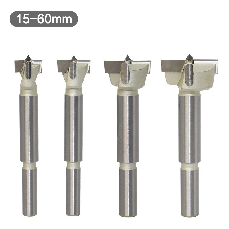 1pcs 15mm-60mm Forstner Tips Woodworking Tool Hole Saw Opener Cutter Hinge Boring Drill Bits Round Shank Tungsten Carbide Cutter