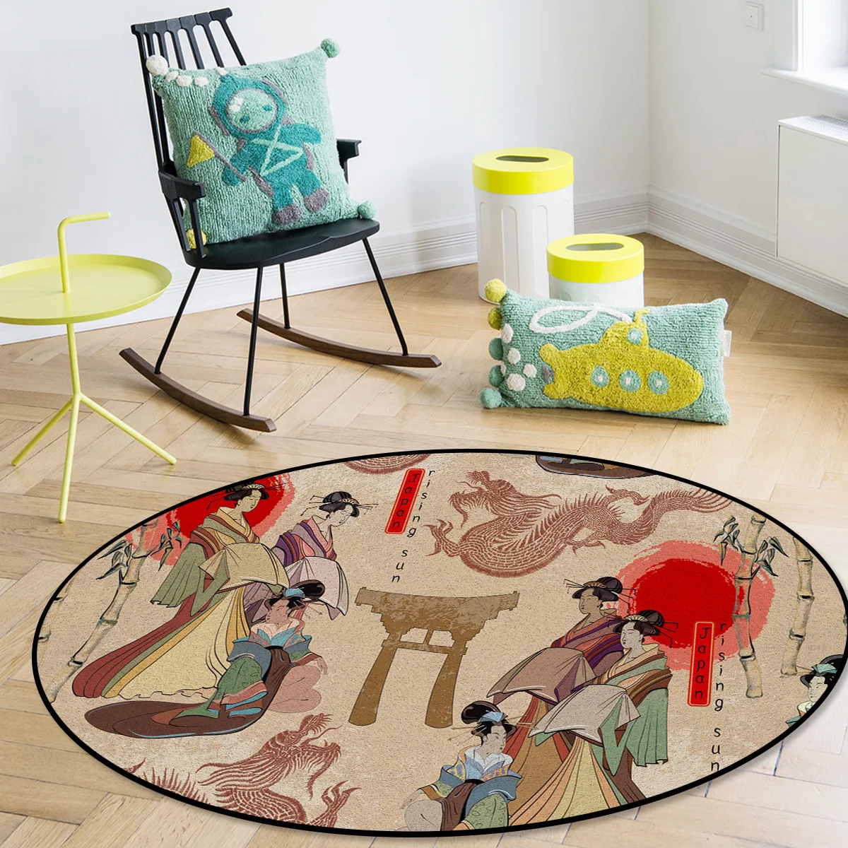 

Sun Dragon Geisha Round Carpets for Entrance Home Modern Decoration Carpet for Bedroom Rug In The Living Room Bath Mat