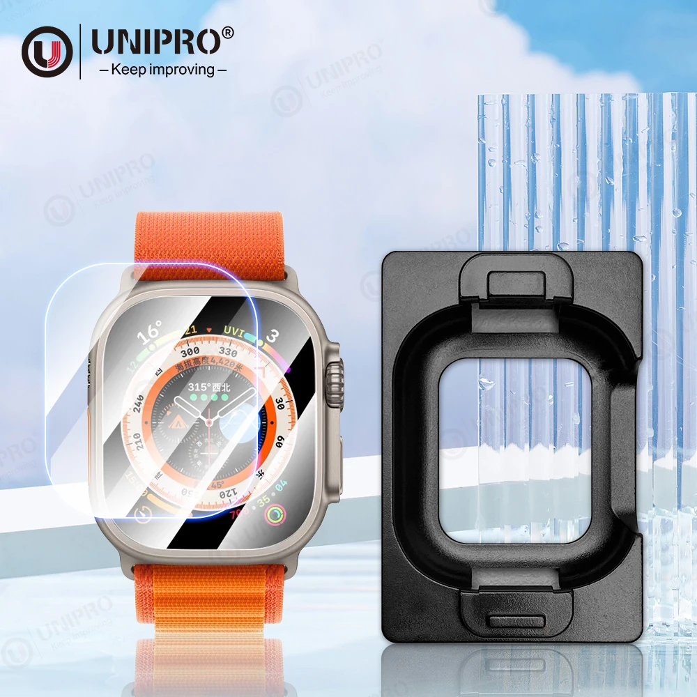 

UNIPRO 2Pcs Tempered Glass Film for Apple Watch 4/5/6/7/SE/8 Screen Protector Film 41mm 45mm 49mm Full-coverage Protective Film